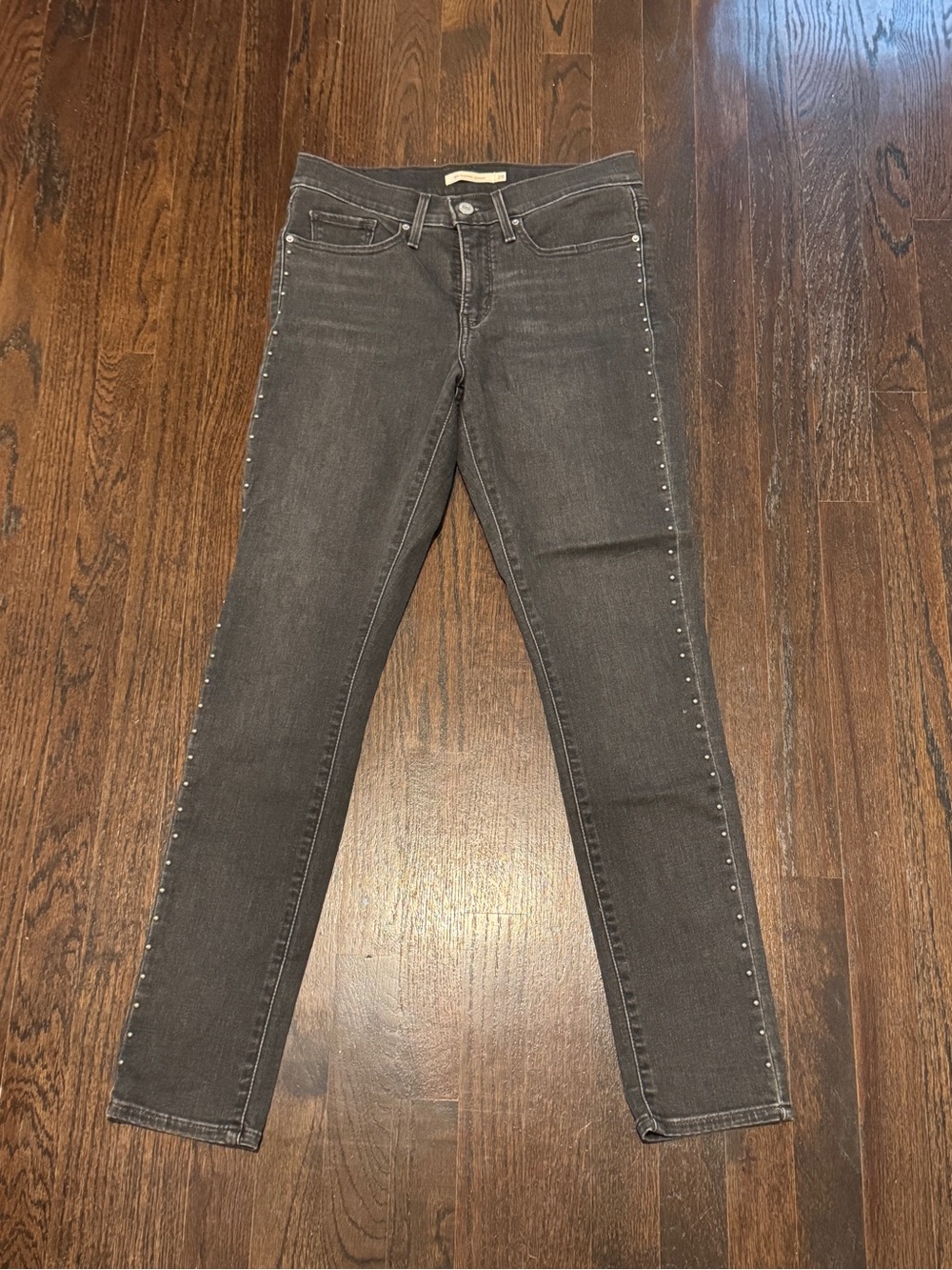 Women's Grey Skinny Jeans with Side Stud Detail